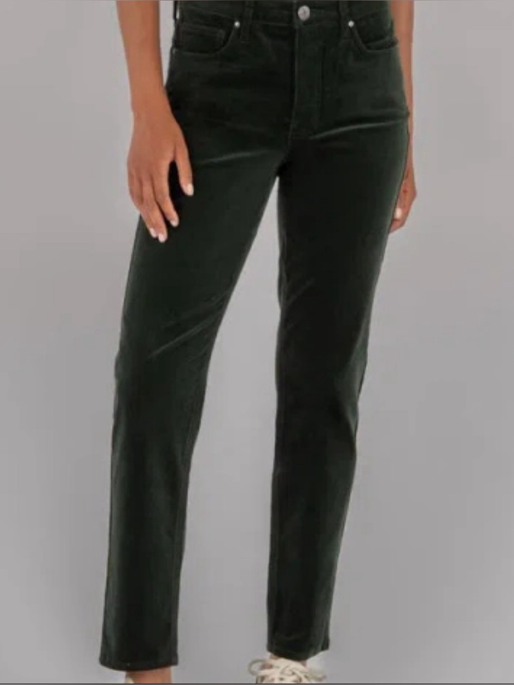 Kut from the Kloth Rachael Fab Ab Mom Jeans in Dark Green Corduroy